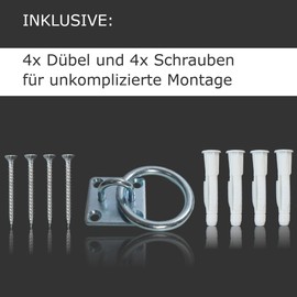 Connecting Ring, Horse, Cattle, Mounting Hook for Screwing, Solid Stainless Steel Eye Plate (1x Connector)