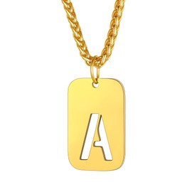 Richsteel Pendant for Men Women Letter A to Z Necklace Name Chain Partner Chain Alpahbet Jewellery with Gift Box for Birthday Party, Stainless Steel