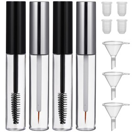 Healeved 6 Pcs Mascara Tubes with Wand Empty Mascara Containers Reusable Refillable Eyeliner Bottles with 3 Pcs Funnels Cosmetic Supplies