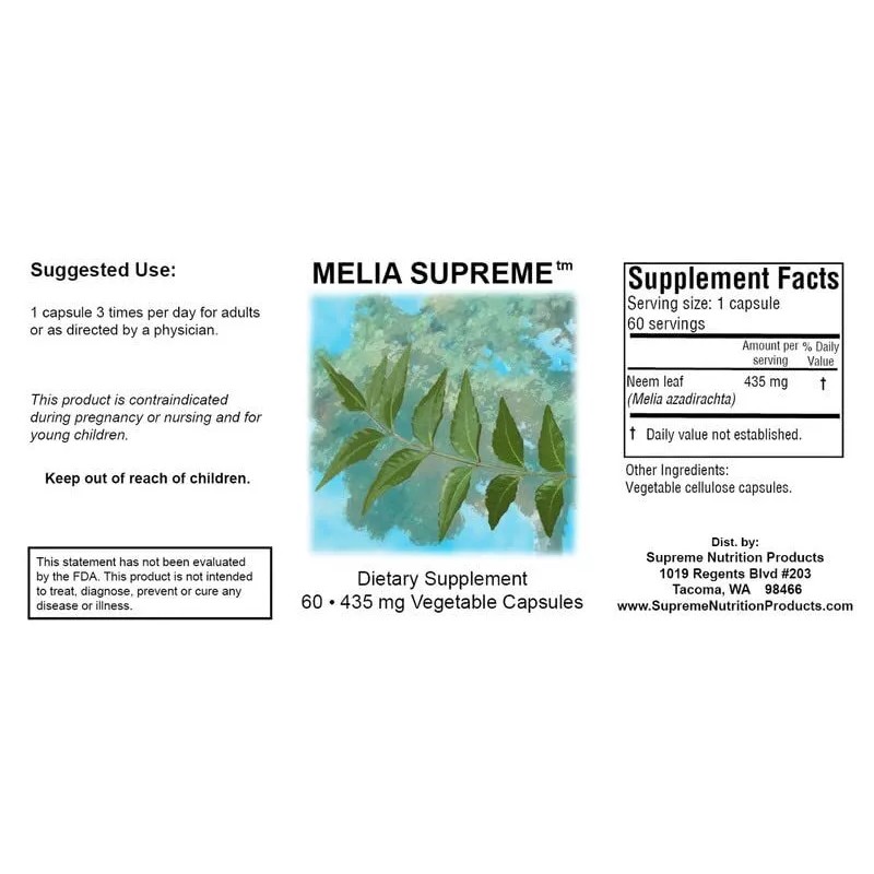 Supreme Nutrition Products Melia Supreme Neem Leaf Herbal Supplement 60