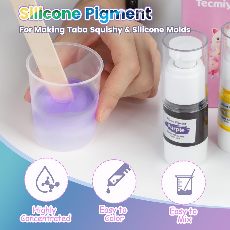 TECMIYO Taba Squishy Silicone Pigment - 12 Colors Liquid Dye