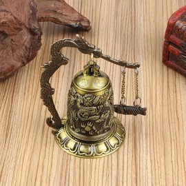 YARNOW Bronze Fish Strikes Dragon Clock Chinese Fengshui Carved Bronze Bell Fengshui Bell Bronze Dragon Bell Meditation Ornament Copper China Household Bronze Office