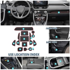 2025 RAV4 Door Slot Mats,for 2019-2025 Toyota RAV4 Accessories Center Console Liner Mats Compatible with 2019 2020 2021 2022 2023 2024 2025 Toyota RAV4 Hybrid/LE/XLE/Limited/XLE Premium(12PCS/Sets)