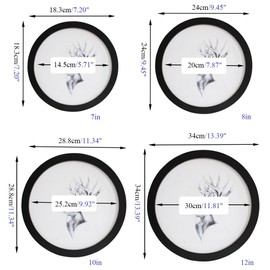 Levoberg Round Photo Frame Wooden Wall Mounted Stylish Picture Frame Home Decor Black 12 inch