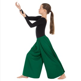 Eurotard Child Palazzo Pants 13696c (Green, Large/X-Large)