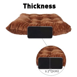 ELFJOY 4 Pack Chair Cushions for Dining Chairs Chair Pads Cushion for Kitchen Office Tufted Square Seat Cushion with Ties (16" Coffee Velvet)