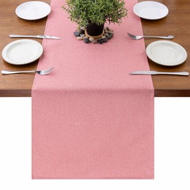 YATOJUZI Pink Table Runner Valentines Day Seasonal Summer Kitchen Dining Coffee Table Decoration 72 Inches Long Farmhouse Rustic Waterproof Table Runner Pink Home Wedding Party Decor 16x72Inch