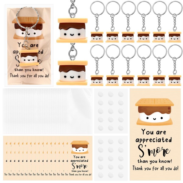 Kigley 60 Sets Inspirational Marshmallow Keychain Bulk Cute Smore with