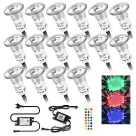 16er WIFI RGB LED Bodeneinbauleuchten Aussen Ø26mm LED Terrassenüberdachung Kompatibel mit Alexa,Google Home,IP65 Wasserdicht Einbauleuchten für Terrasse,Garten Einbaustrahler