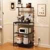 MAHANCRIS Bakers Rack with Power Outlet, Microwave Stand with Storage,