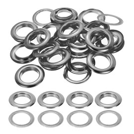 PATIKIL 25mm/1" Metal Eyelets, 20 Pcs Eyelets and Grommets Kit Leather Grommet Eyelet Tool for Fabric Shoes Clothes Curtains Belt DIY Project, Grey