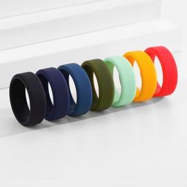 7 Pcs Silicone Rings Set Men Inner Arc Ergonomic Breathable Design Mens Women Rubber Wedding Bands 8mm Wide 2mm Thick (9)