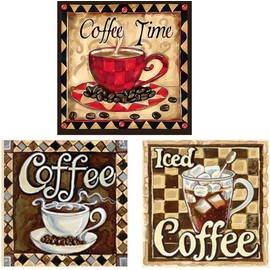 pigpigboss - Juego de 3 tazas de café con diamantes, juego de pintura de diamantes, café helado, diseño de puntos, manualidades, decoración de cocina, café, pintura de diamantes por números para