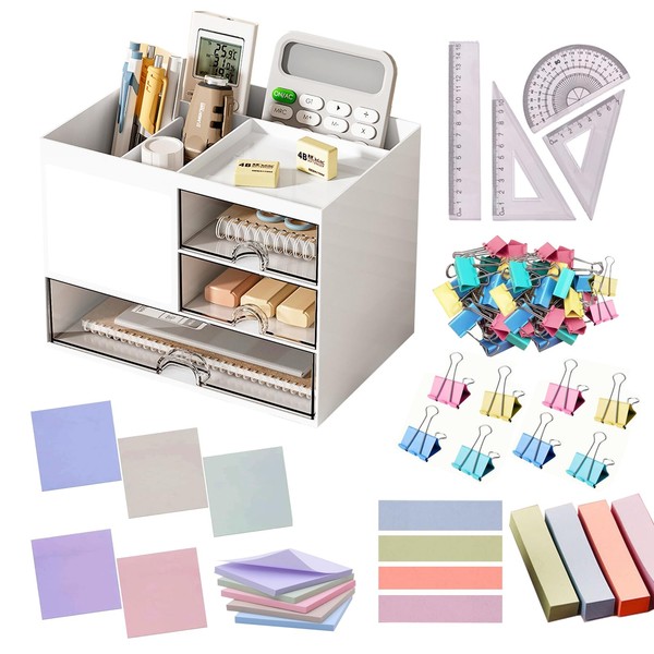 Catekro Pen Organizer with 3 Drawer, Desk Top Accessories Stationary