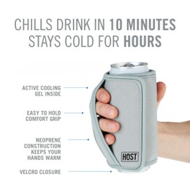 HOST Insta-Chill Slim and Standard Can Cooler Flexible Freezable Gel and Ice Combo Pack for 12oz Standard and Slim Cans, Black and Gray