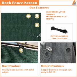 3' x 50' Balcony Privacy Screen Fence Cover UV Blockage Windscreen Fencing Weather-Resistant Shield Breathable Fabric for Decks, Patios, Backyards, Outdoor Pools, Porches, Railings, Green