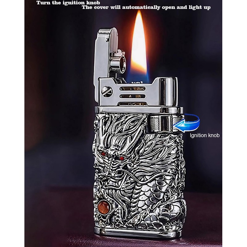 Dragon Lighter, Cool Antique Candle Lighters, Reusable Grinding Wheel Oil