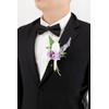 Yelinart 1 pc Lilac Purple Boutonniere for Men Wedding Single