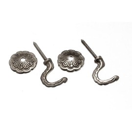 2 Pairs Curtain Tie Hold Back Hooks Rosette And Plate Chrome
