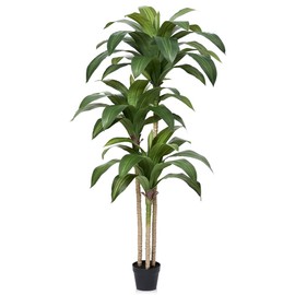 VeriNatural Artificial Dracaena Tree, 5FT Tall Fake Plants with UV Resistant Leaves, Faux Tropical Yucca Trees for Indoor Outdoor, Potted Large Floor Plant for Home Decor Living Room Porch, VN123