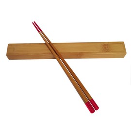 Happy Sales Japanese Bamboo Chopsticks with travel case Red