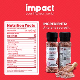 Impact - Coarse Himalayan Pink Sea Salt - No Additives Rich in Trace Minerals Non-GMO Gluten-Free Ideal for Low-Carb Fasting Cooking - 10oz Grinder