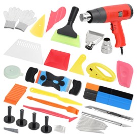 HUGEBO 52PCS Vinyl Wrap Tools Kit with LCD Heat Gun, Squeegee, Scraper, Magnets Holder, and Film Cutting Tools for Window Tint Installation