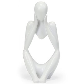Thinker Abstract Sculpture,White Faceless Figurine Bookshelf Decor
