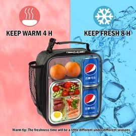 Lunch Box for Teens Boys Kids Men Insulated Thermal Tote Cooler Bag for Girls Women- Portable, Lightweight, Durable and Reusable,Dark Grey