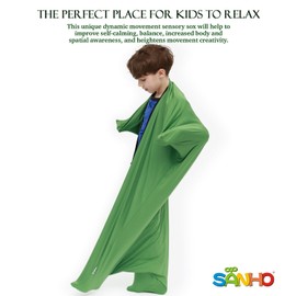 SANHO Dynamic Movement Sensory Body sock, Large, 9-12 years old,56''HX28''W,Good for Height:52"-61",Updated Version,Green