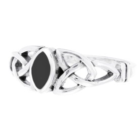 Windalf Luciana Women's Ring 6 mm Elf Ring Lucky Ring Onyx 925 Sterling Silver, Silver Silver Onyx, Onyx