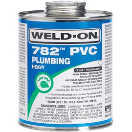 Weld-On 14016 782 PVC Heavy-Bodied High Strength Plumbing Solvent Cement - Medium-Setting and Low-VOC, Clear, 1 Quart (32 fl oz)