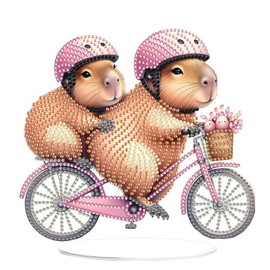 EOBROMD Diamond Painting Desktop Decoration Capybara, DIY 5D Diamond Painting Bicycle Stand, Animals Diamond Painting Pictures Table Decoration Art Set for Gift Home Decoration