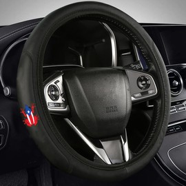 Steering Wheel Cover Compatible with Coqui Frog Boricua Puerto Rico Rican, Elastic Leather Steering Wheel Cover Protector Anti-Slip Durable Universal