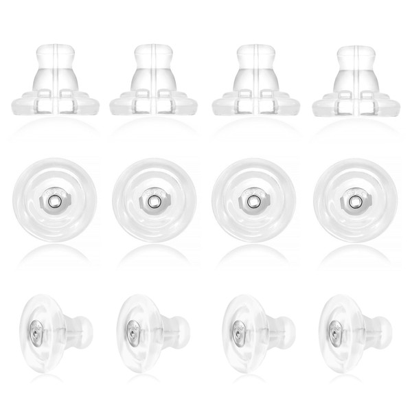 Lussgucc Earring Backs,12 pcs 925 Silver Silicone Earring Backs Replacements,