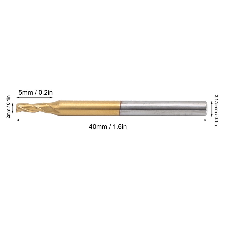 5Pcs 3Flute Flat End Milling Cutter Round Shank TiPlated Accessories