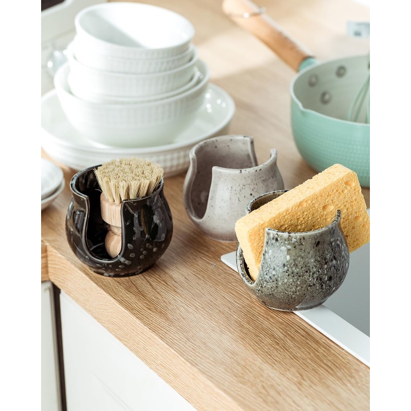Zoeeker Sink Sponge Holder, Ceramic Kitchen Sponge Holder Sink Caddy