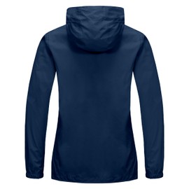 Mapamyumco Women's Lightweight Waterproof Rain Jacket, Packable Rain Shell with Hood Dark Blue M