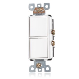 Maxxima AC Combination Switch - Double On/Off Paddle Rocker Light Switch, White Decorative Wall Plates Included, 15 Amp, Ideal for Bedrooms, Kitchens, Fans, and Household Use - 2 Pack