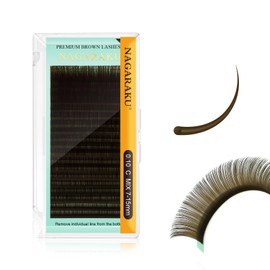 NAGARAKU Natural Brown Color Eyelash Extensions 0.10mm C curl 7-15mm Mix Tray Individual Lashes Classic Faux Mink Volume 20 rows Soft Eyelash Supplies