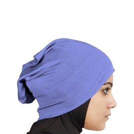 MyBatua Hiyab Al-Amira de 2 piezas para mujer con bufanda/gorra/capó en jersey de viscosa suave, listo para llevar HJ-129, Índigo claro, Talla única