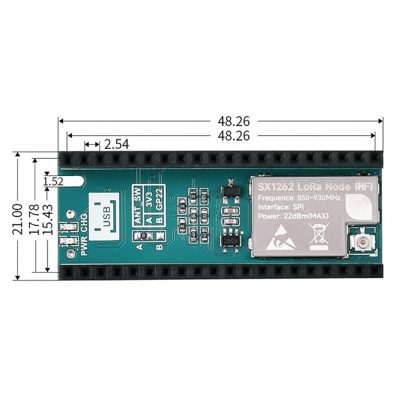 Namvo SX1262 LoRa Node Module Compatible With Raspberry Pi Pico