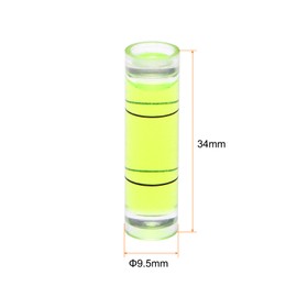 HARFINGTON 6pcs Cylindrical Bubble Level 9.5x34mm Mini Bullseye Spirit Levels for Leveling Camera Tripod Telescope Workshop Turntable Pictures Frame, Green