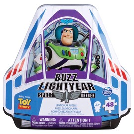 Cardinal 6047064 Toy Story 4 Buzz Lightyear Lenticular Puzzle in a Shaped Tin Packaging, Multi-Coloured