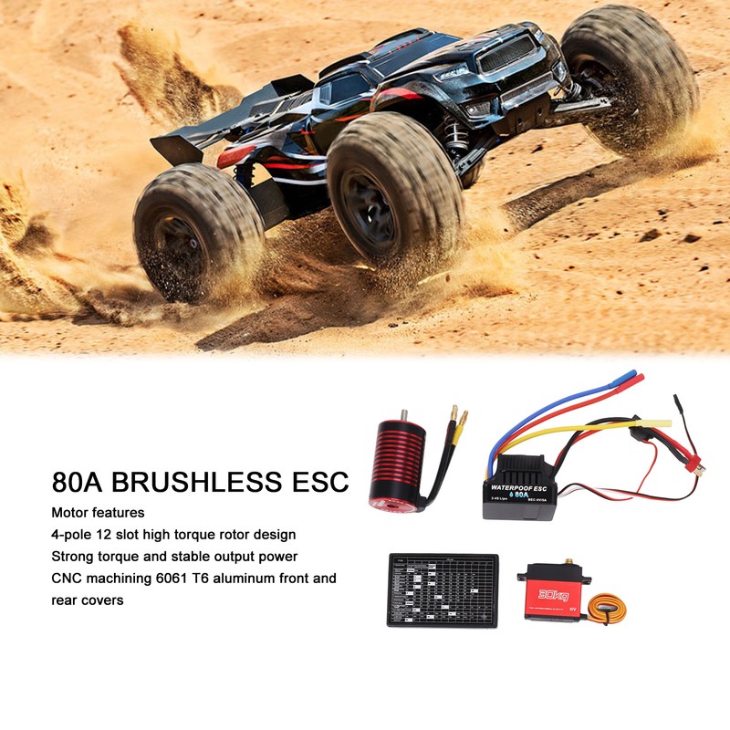 3660 4 Pole Brushless Motor 80A Brushless ESC 30kg Servo