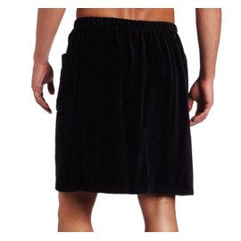 Spa Towels for Men, Spa Bath Wrap with Adustable Closure with Pocket, One Size, Black Color