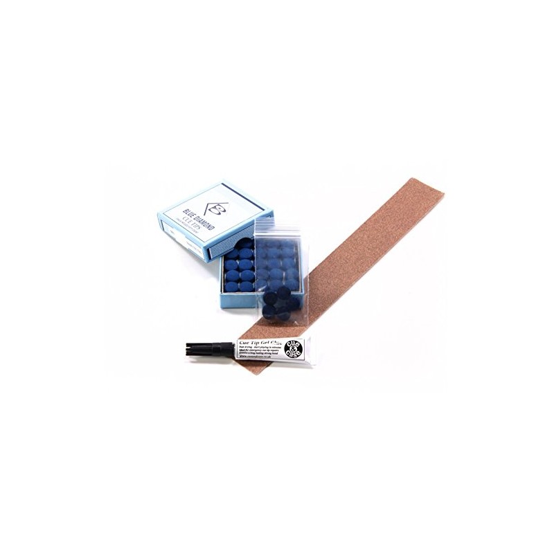 5 X 9mm Leather Blue Diamond Snooker Pool Cue Tips