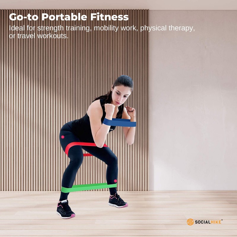 Social Hike Resistance Bands 5-Pack – Anti-Slip Latex Workout Loops