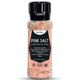 Herbion Naturals Himalayan Pink Salt Grinder - Coarse Grain, 225 Grams | GMO Free, Vegan, Kosher Certified | Chemical Free, All-Natural