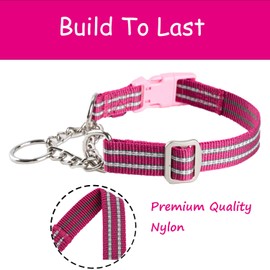 YUDOTE Martingale Collar for Dogs, Reflective Steel Chain Training Dog Collars with Quick Snap Buckle, No Pull Dog Walking Collar